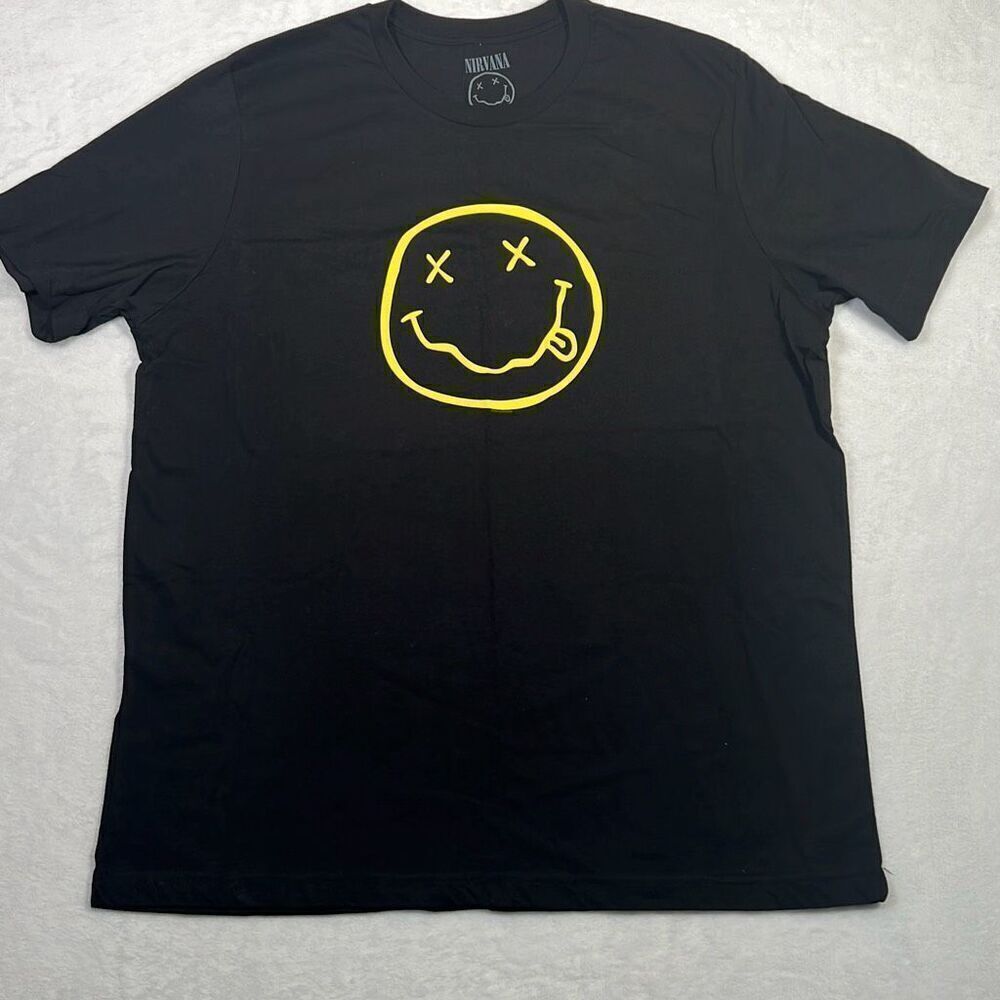 Nirvana smiley face double sided graphic print band concert T-shirt NWOT Men 2XL